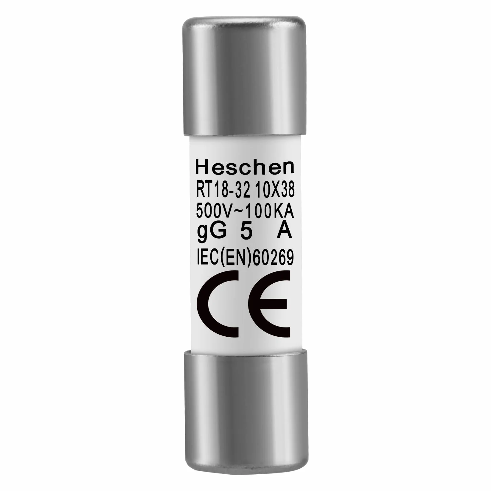 Heschen Tubo cilíndrico de cerámica RT18-32 10x38mm 5A 500V CE 20 unidades