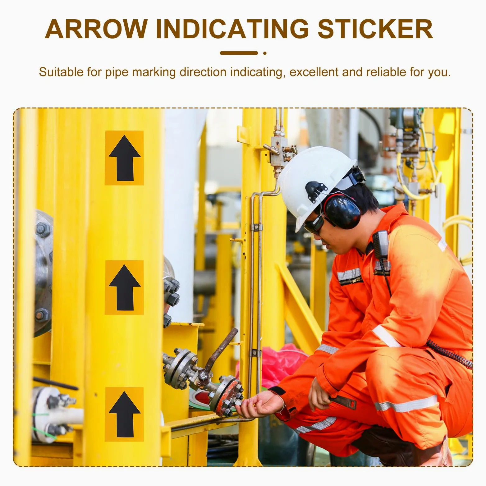 Pegatina para Conveniente de Industrial y Señalización Fácil Flecha Indicadora Reflectante de Pvc Negro de Usar, Adecuado para Marcar Tuberías y de Seguridad