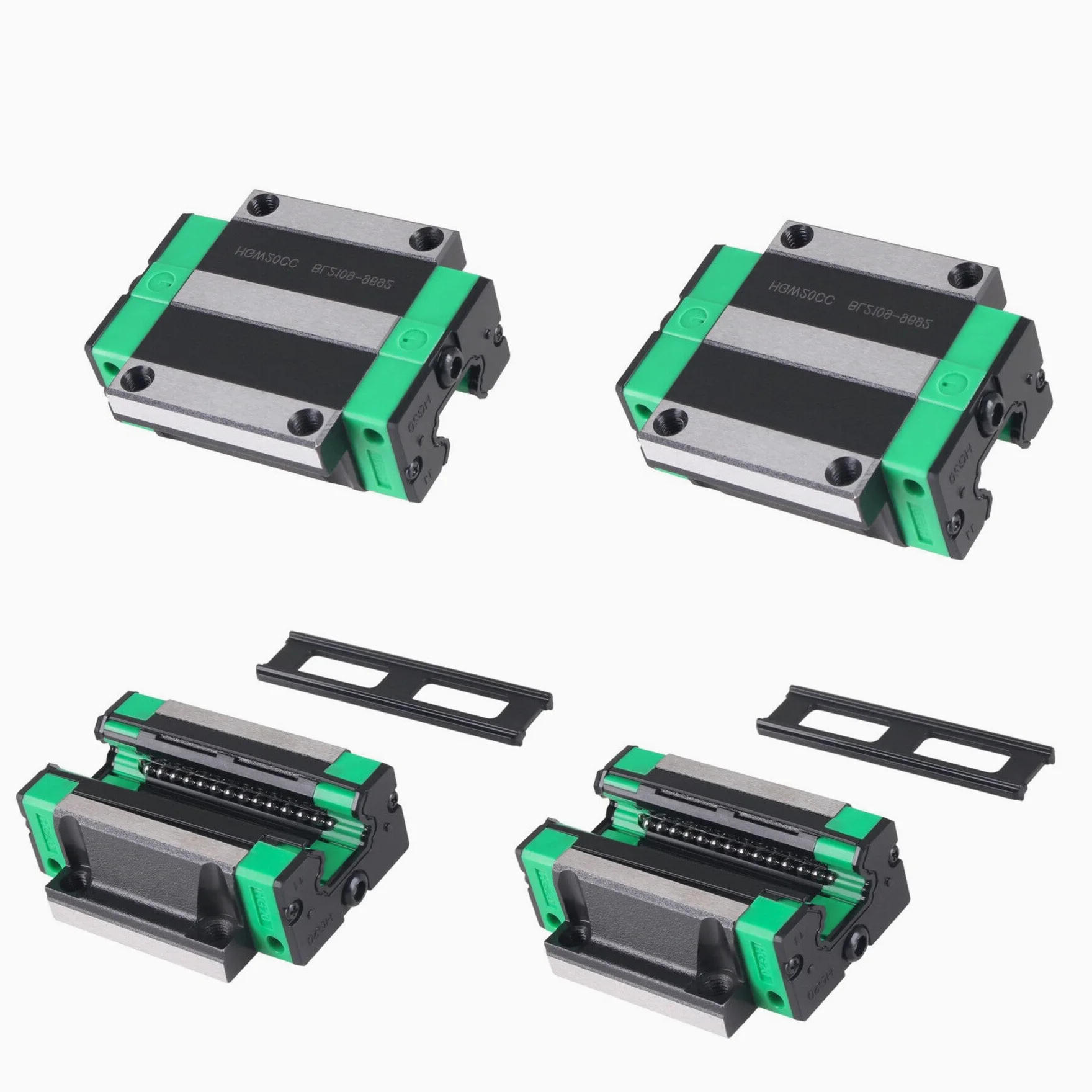 Guía lineal 2 piezas HGR20 1500 mm riel lineal con 4 bloques de rodamiento HGW20CC para impresora 3D DIY, máquina CNC, dispositivos eléctricos, tornos, riel guía lineal