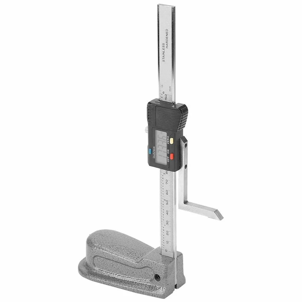 Marcador digital de elevación con altura de medición de 150 mm, pies magnéticos, conversión de milímetro/pulgada, base de acero inoxidable, medidor de profundidad Medidor de medición
