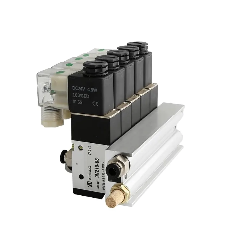 Bloque de electroválvula electromagnética 3V110-06-NC, Normalmente Cerrado, con silenciador, Base de Montaje, colector, 12 V CC, 24 V CA, 110 V, 220 V, 3 Puertos(4 Stations)