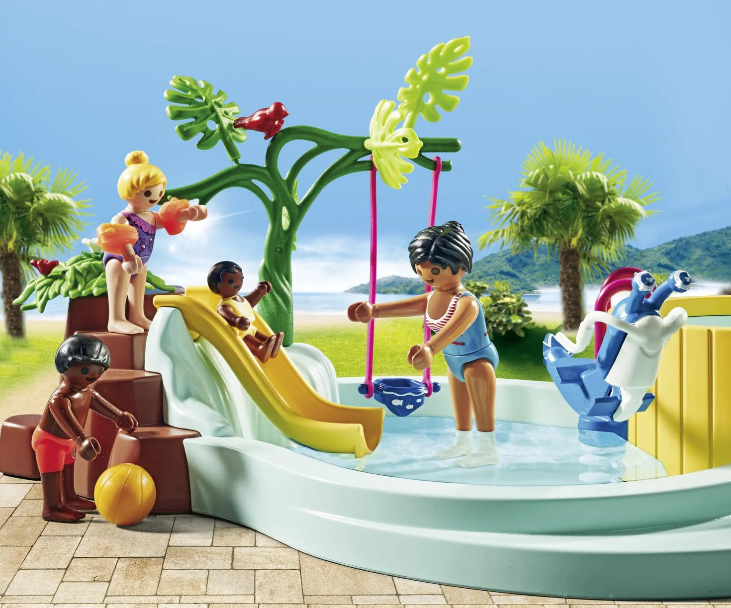 PLAYMOBIL myLife Promo Pack 71529 Piscina Infantil con Jacuzzi, Tobogán de Olas, Balancín y Columpio, Juguetes para niños a Partir de 4 años