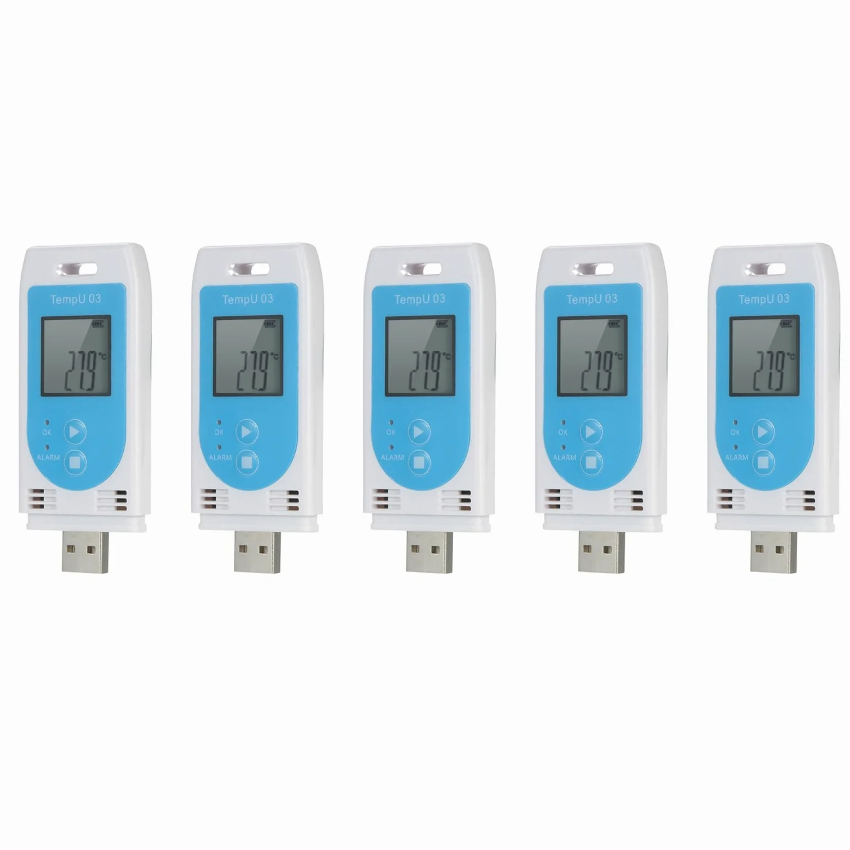 5X TempU 03 Registrador de Datos de Temperatura y Humedad USB Reutilizable RH TEMP Registrador de Datos Medidor de Registro de Humedad