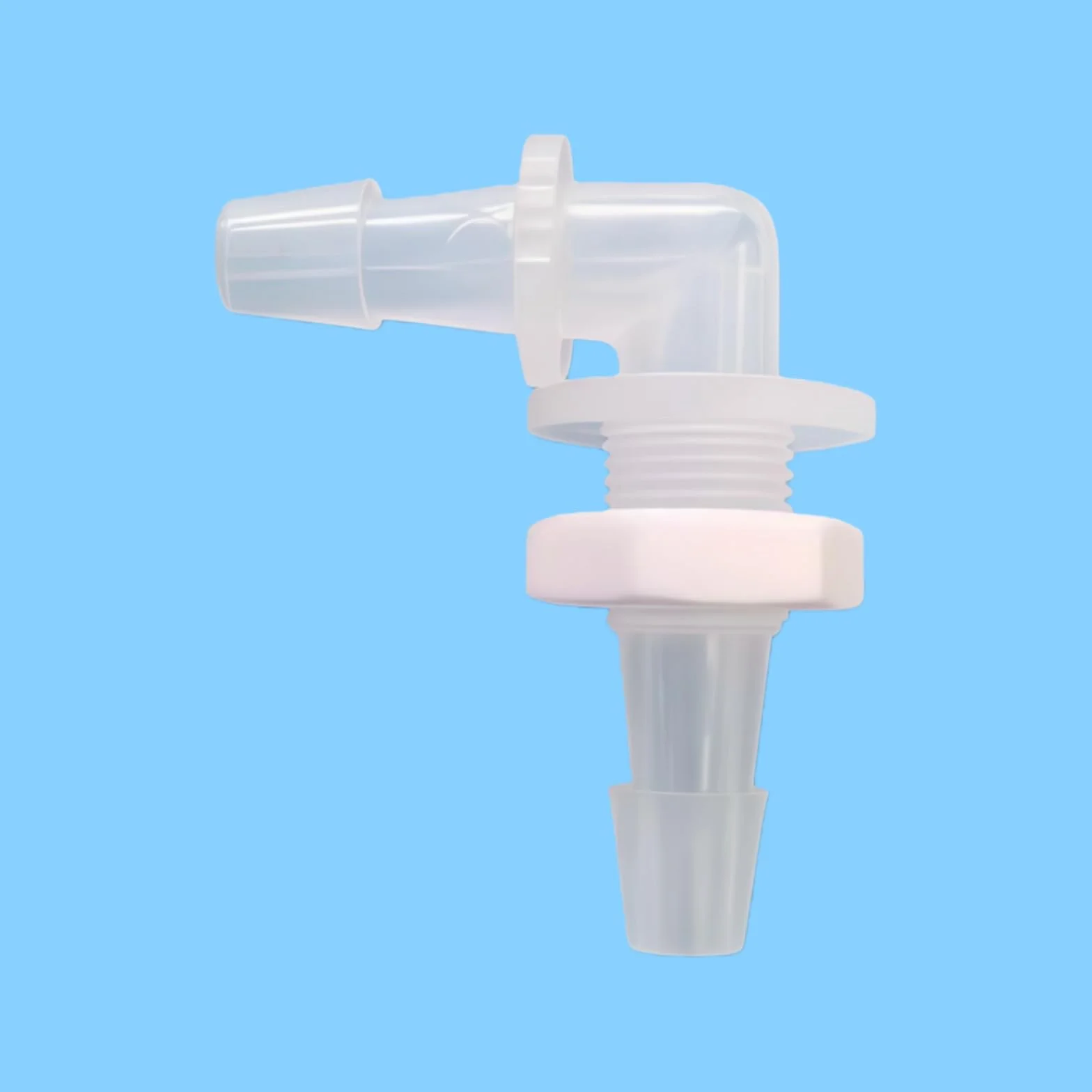 Accesorios de mamparo tipo L de 5,6 mm - Conector de púas de manguera de plástico reutilizable igual a rosca macho de 1/8G con tuerca(50pcs)