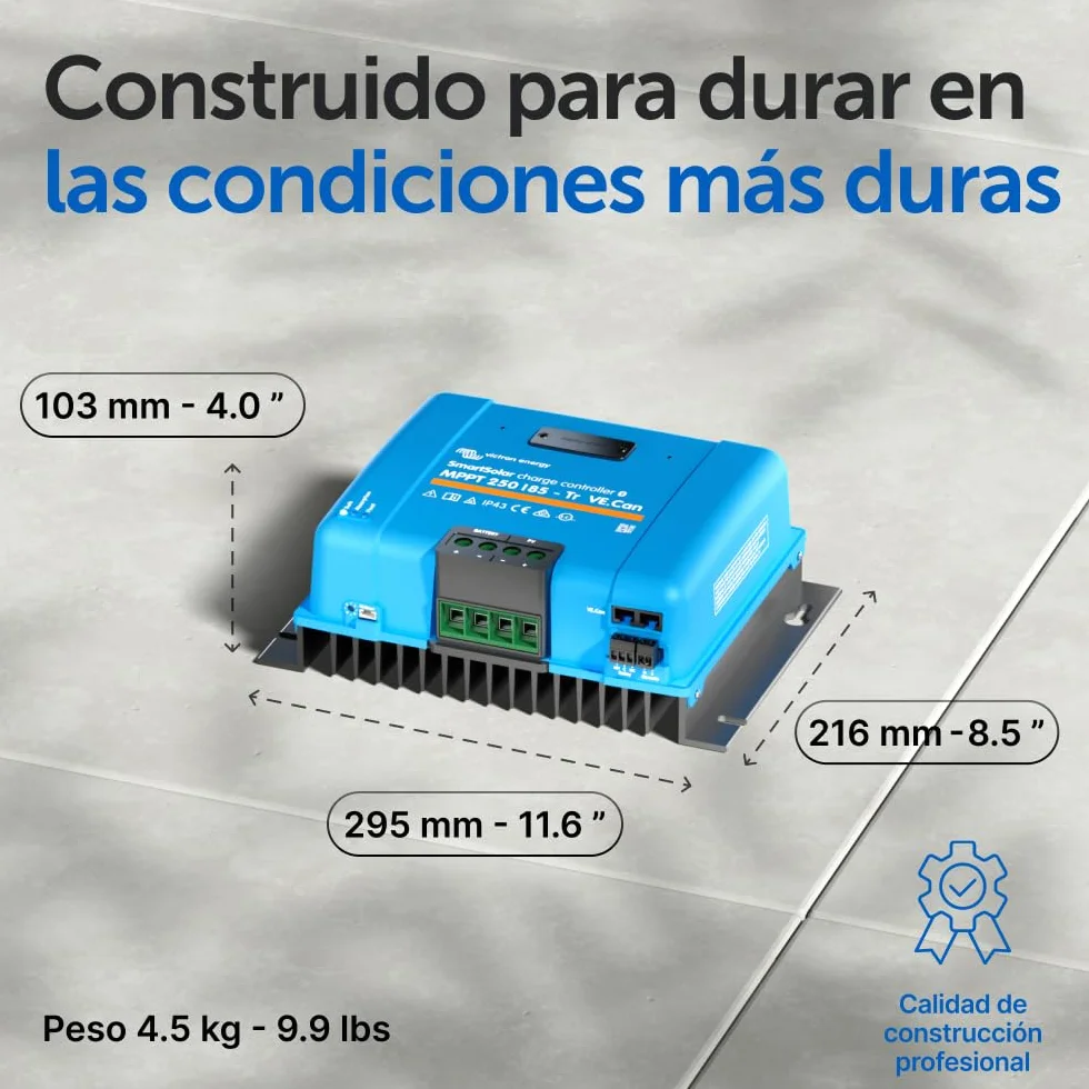 Victron Energy SmartSolar MPPT Tr VE.Can 250V 85 amperios 12/24/36/48-Voltios Controlador de Carga Solar (Bluetooth)