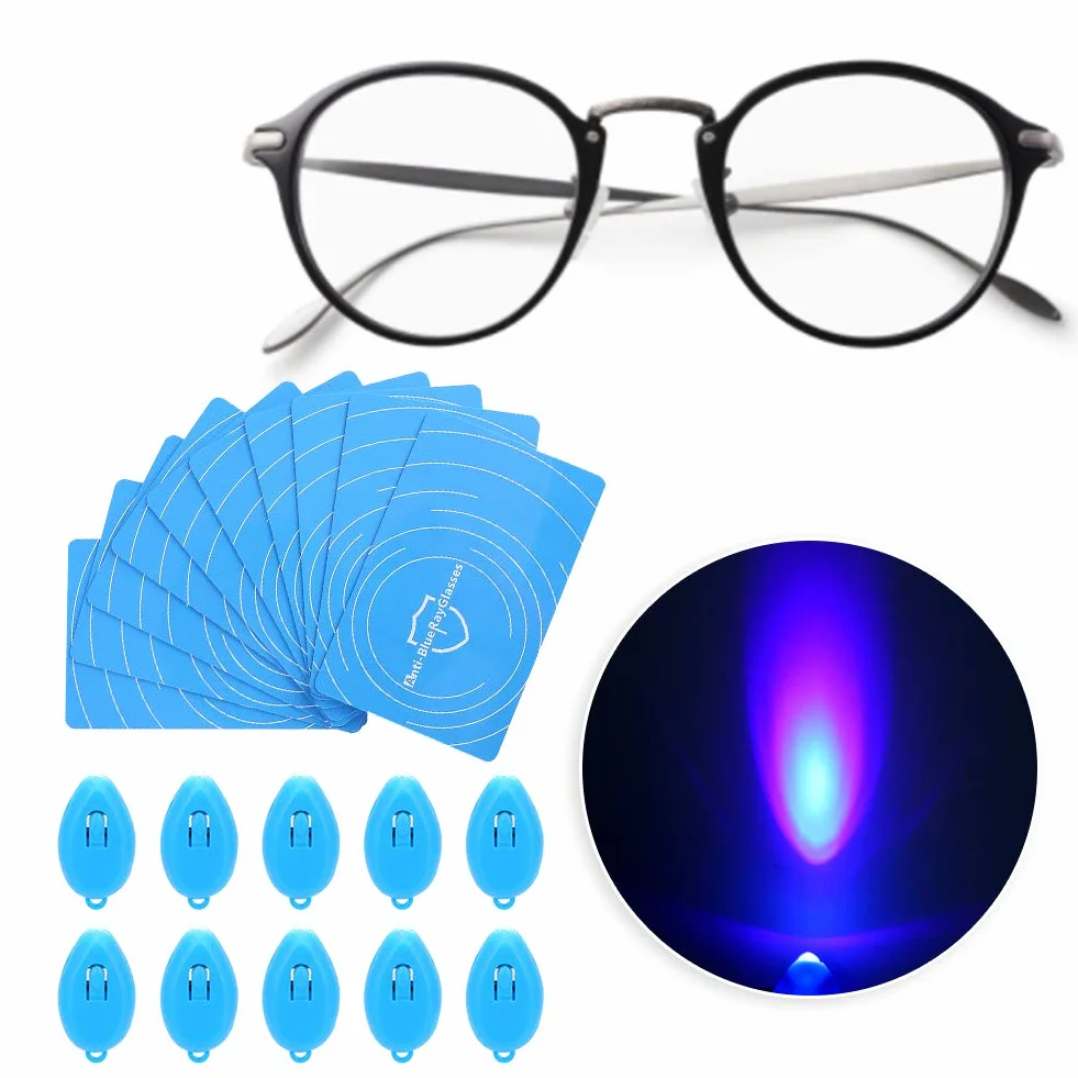 Profesional Anti-Blue Test Detection Card, Generador de Luz Azul Para Probar Gafas, 10 Sets