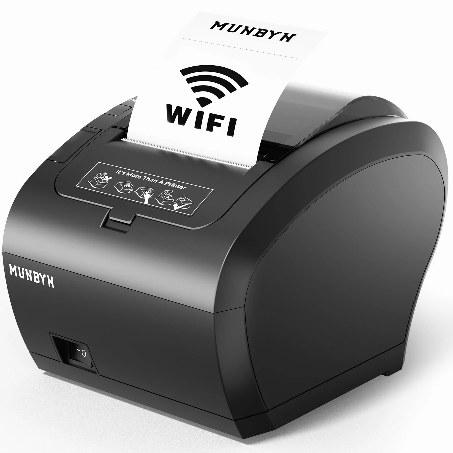 MUNBYN Impresora Tickets WiFi, Impresora Termica 80mm, con Puerto USB, Compatible con Mac, Windows, Chromebook, Linux y Cajón de Efectivo, ESC/POS, Alta Velocidad Auto-Cutter, No compatible con Square