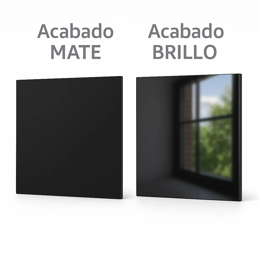 Placa de metacrilato negro 3 mm o 5 mm mate o brillo cortada a medida cantos pulidos a diamante 100x40