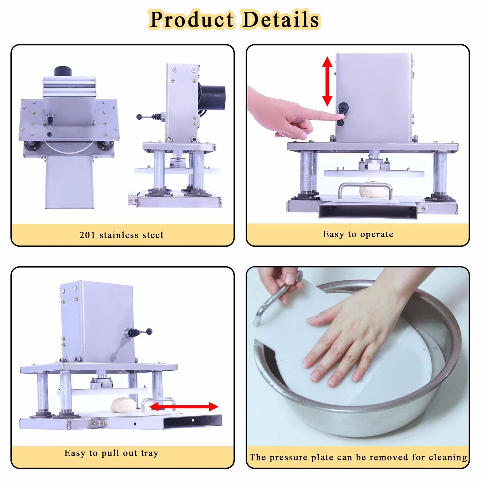 Máquina eléctrica para prensar Masa de Pizza, laminadora de Rodillo de Masa Comercial de 22 cm, máquina para Hacer Prensa de Masa para Pizza de Acero Inoxidable para prensar Pizza y Pasta