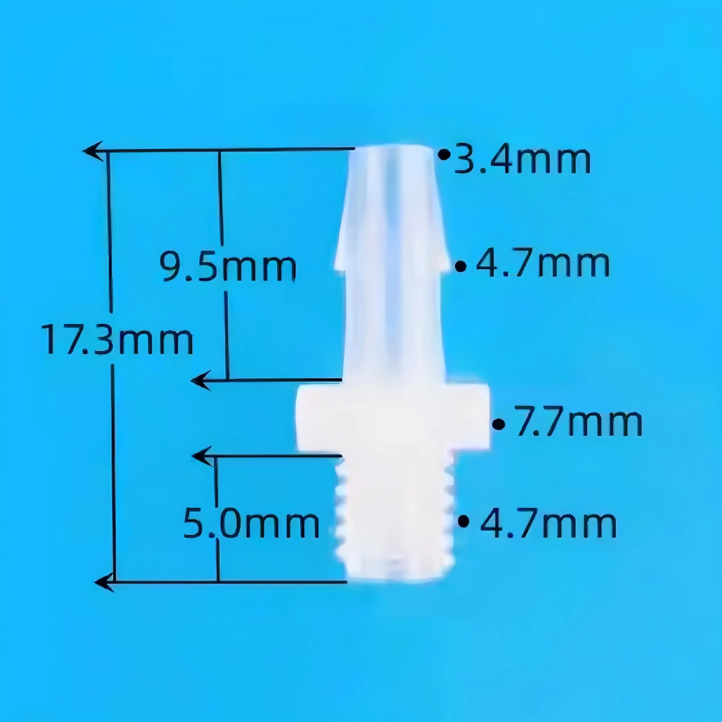 Accesorios de manguera de plástico – Adaptador de rosca macho 10-32UNF para laboratorio y maquinaria de alimentos – 50 piezas reutilizables (2,4 mm 3/32 pulgadas)
