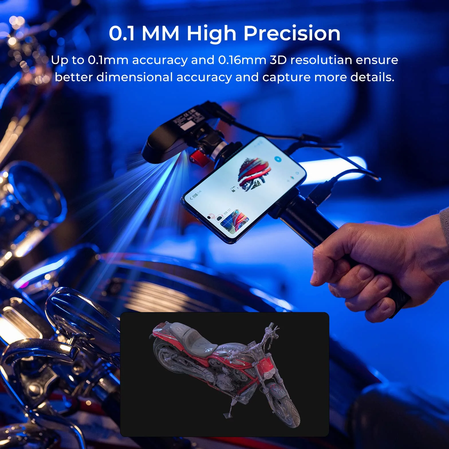 Creality - Escáner 3D CR-Scan hurón para impresión 3D, escáner de mano actualizado con alta velocidad de escaneo de 30 FPS, escaneo de modo dual, precisión de 0.1 mm para teléfono Android PC Win 10/11
