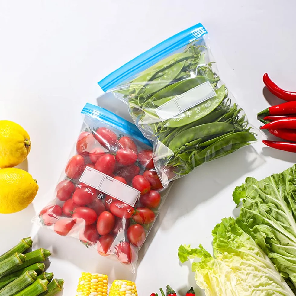 Bolsas de congelador reutilizables con cierre a presión, transparentes, doble sellada, sin BPA, para alimentos y sándwiches (3 tamaños)
