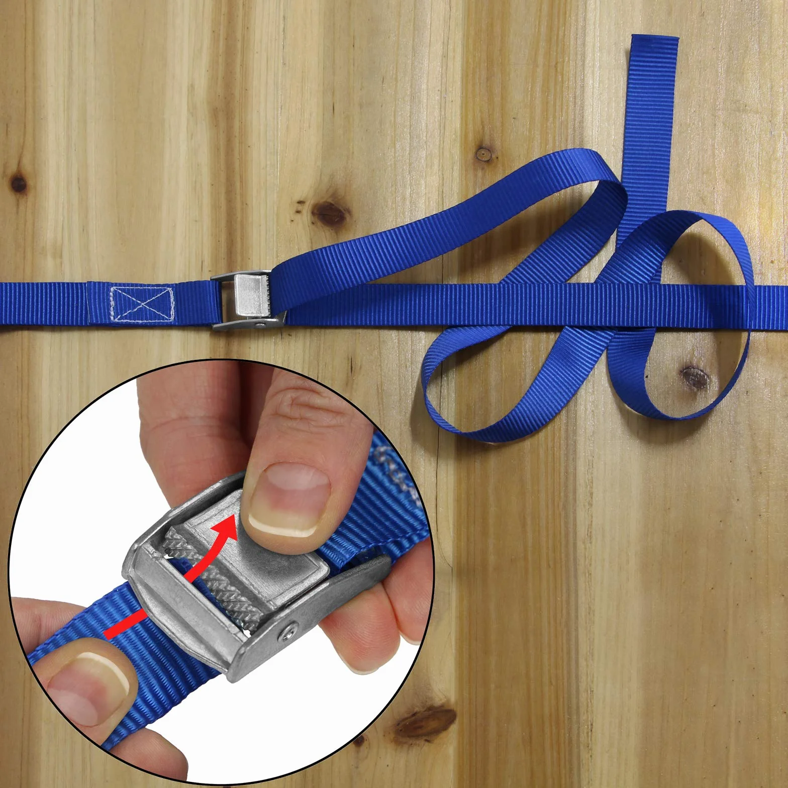 Correa de Amarre con Hebilla Azul 10 Piezas 2.5 cm x 1 m 250 kg DIN EN 12195-2