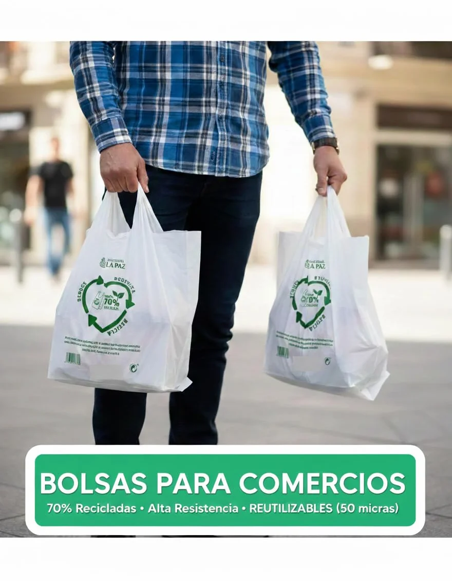 Bolsas de Plástico Camiseta Blanco 70% Reciclado 30x40 cm Galga 200 Pack 100 Unidades Alta Resistencia