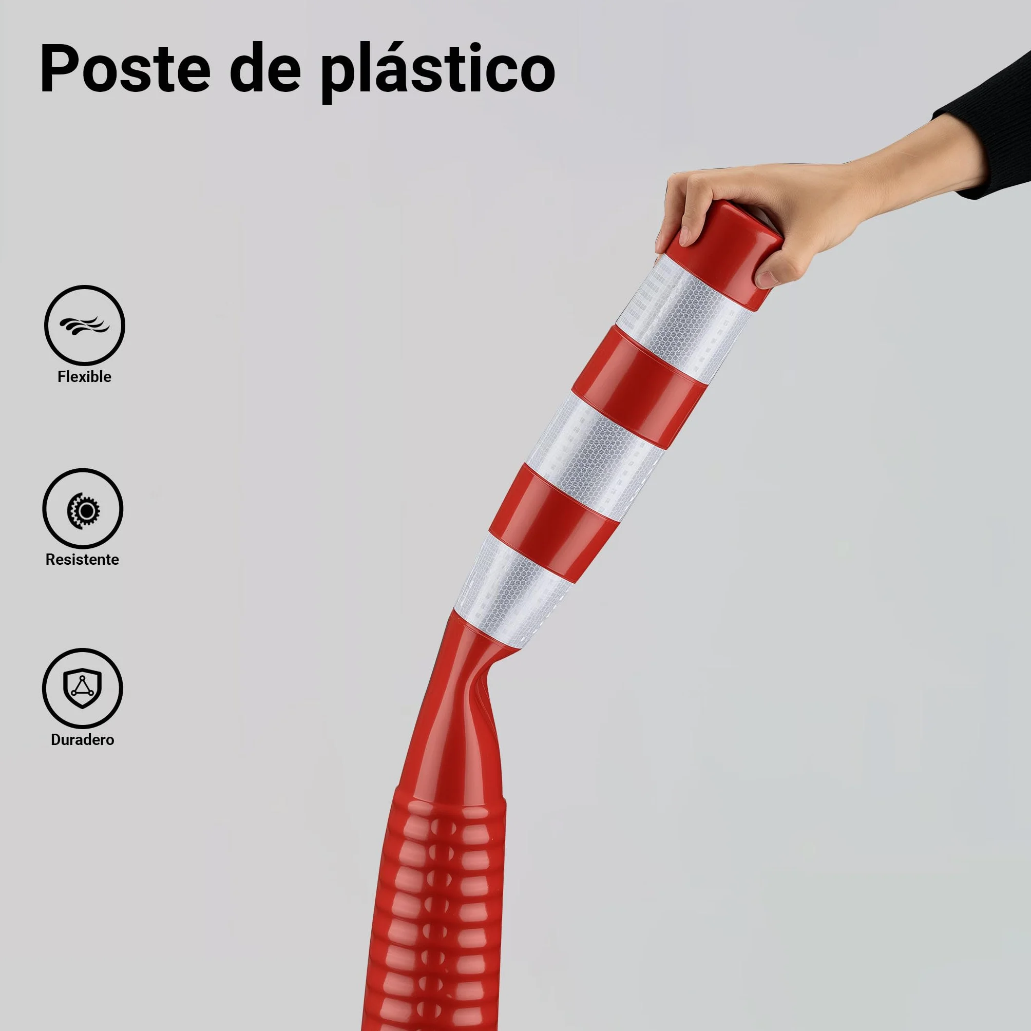 Wiltec Juego de 2 Postes de Señalización Naranja y Blanco 75 cm Altura 20 cm Diámetro Reflectante Flexible