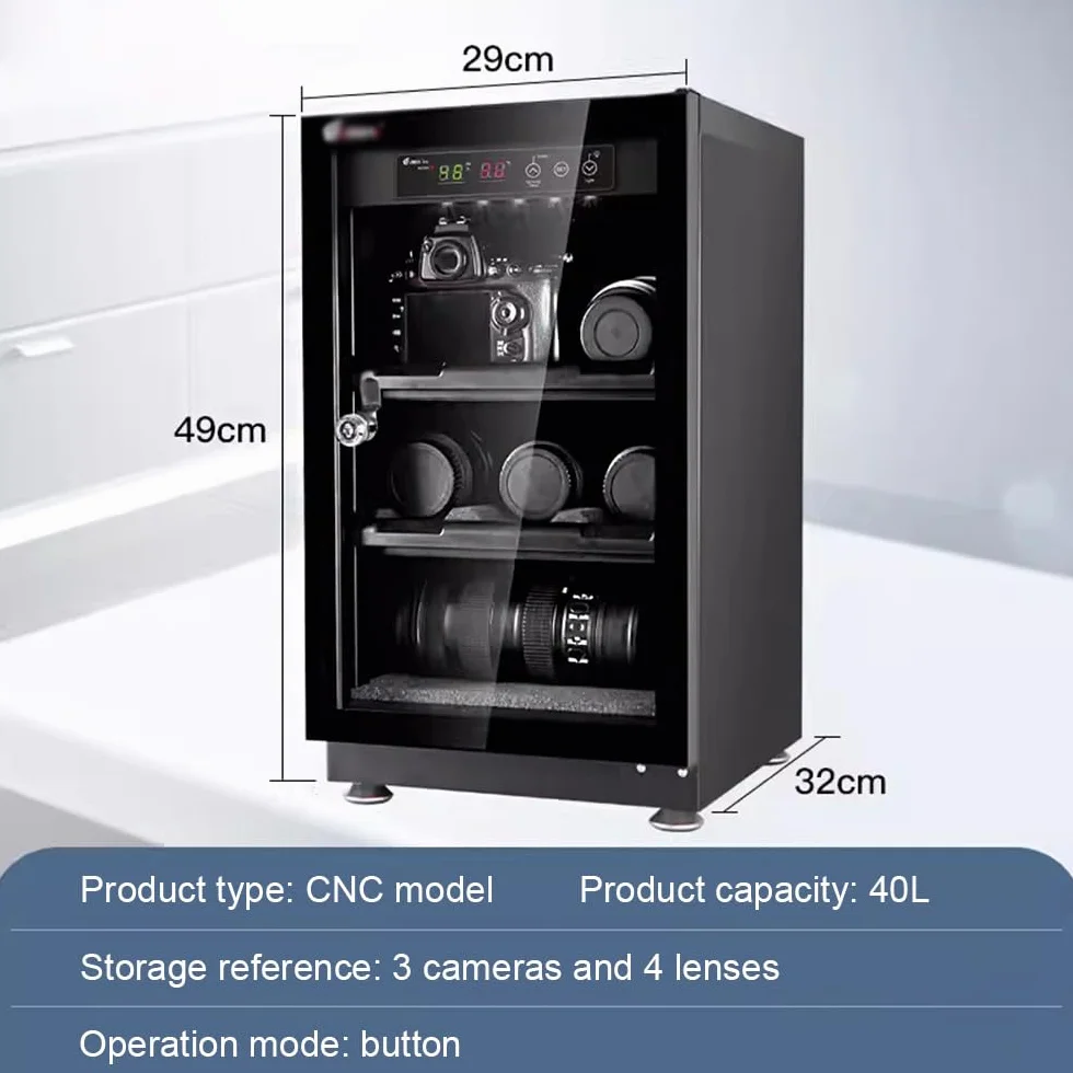 Equipo Fotográfico Sellado Caja De Secado, Caja De Almacenamiento Electrónica A Prueba De Humedad, Gabinete De Exhibición De La Cámara,Negro,40L