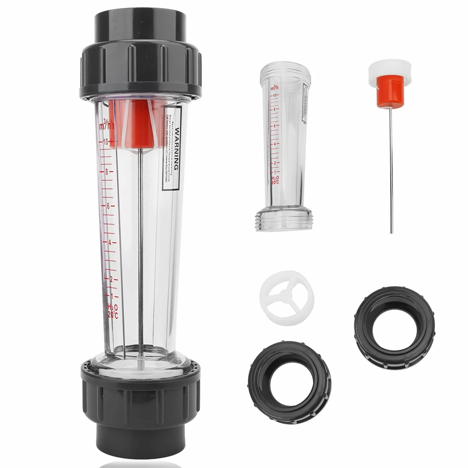Medidor de Flujo de Agua LZS-50 1-10m³/H Rotómetro Tubo de Plástico