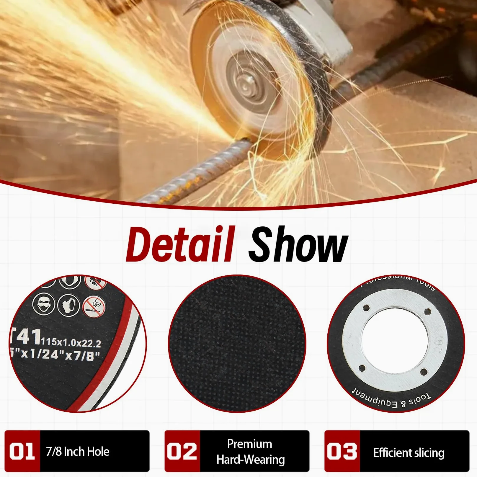 100 discos de corte de 4 1/2 pulgadas para amoladora angular, 4 1/2" de diámetro, 0.040" de espesor y eje interior de 7/8", discos de corte para metal y acero inoxidable, disco de corte para amolado