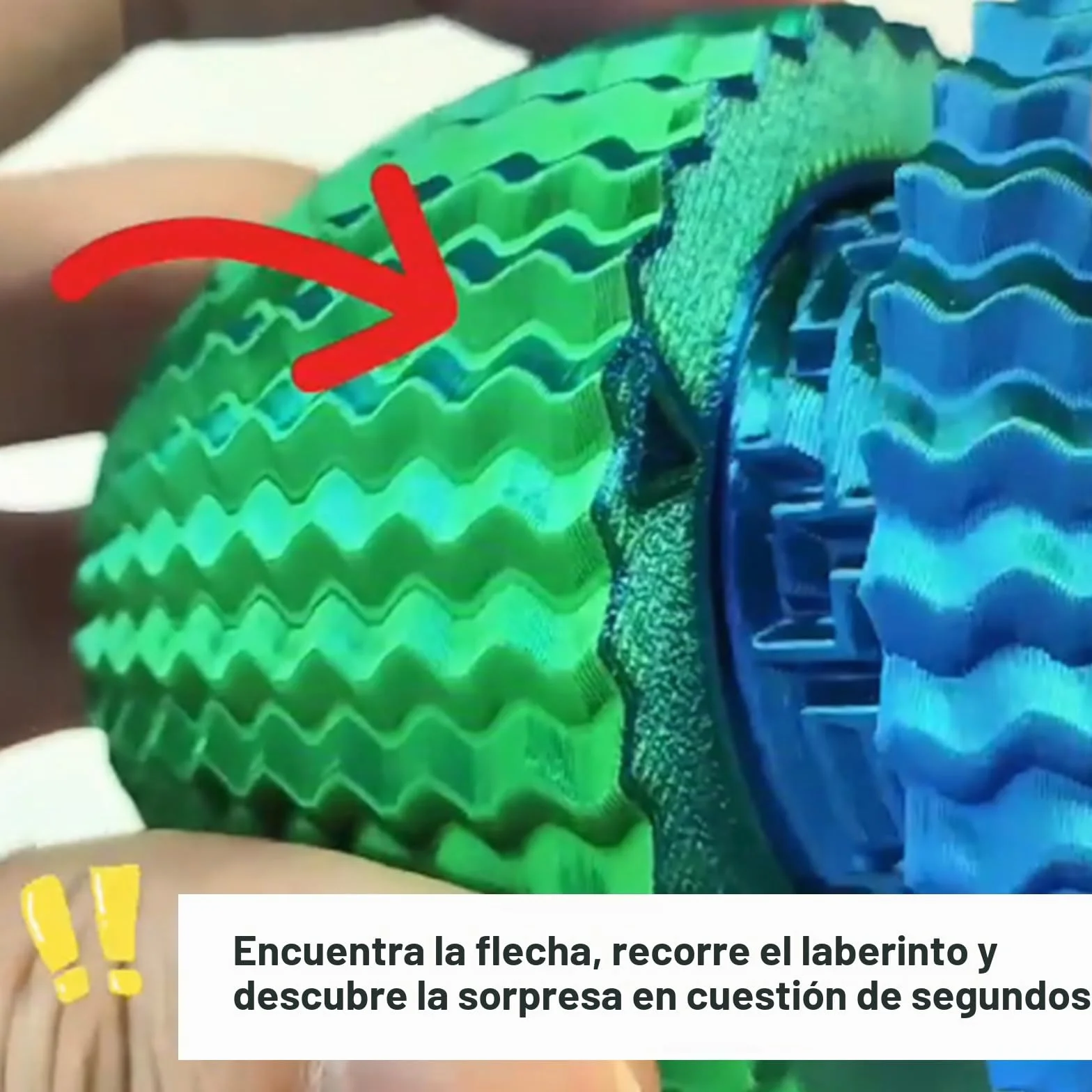 Caja Misteriosa Enigma Laberinto Ovalado Impresa 3D Azul-Verde Compartimento Secreto Cilindro Código Entrenamiento Concentración