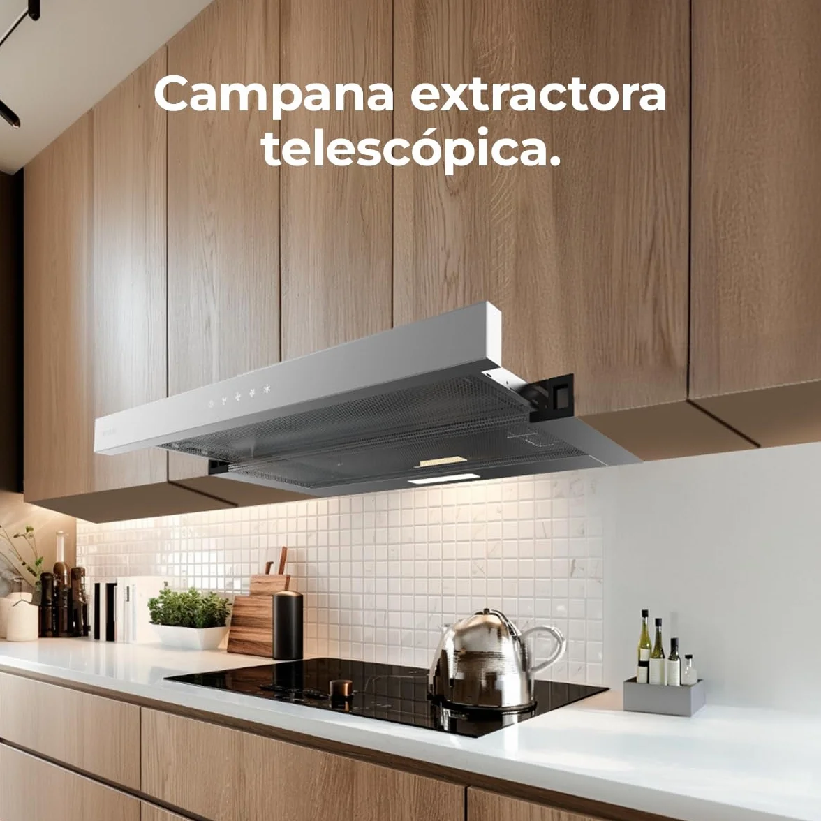 Cecotec Campana Extractora Telescópica 60cm Bolero Flux TLT 604000 Inox A+++, 415m³/h, Motor DC, Touch Control