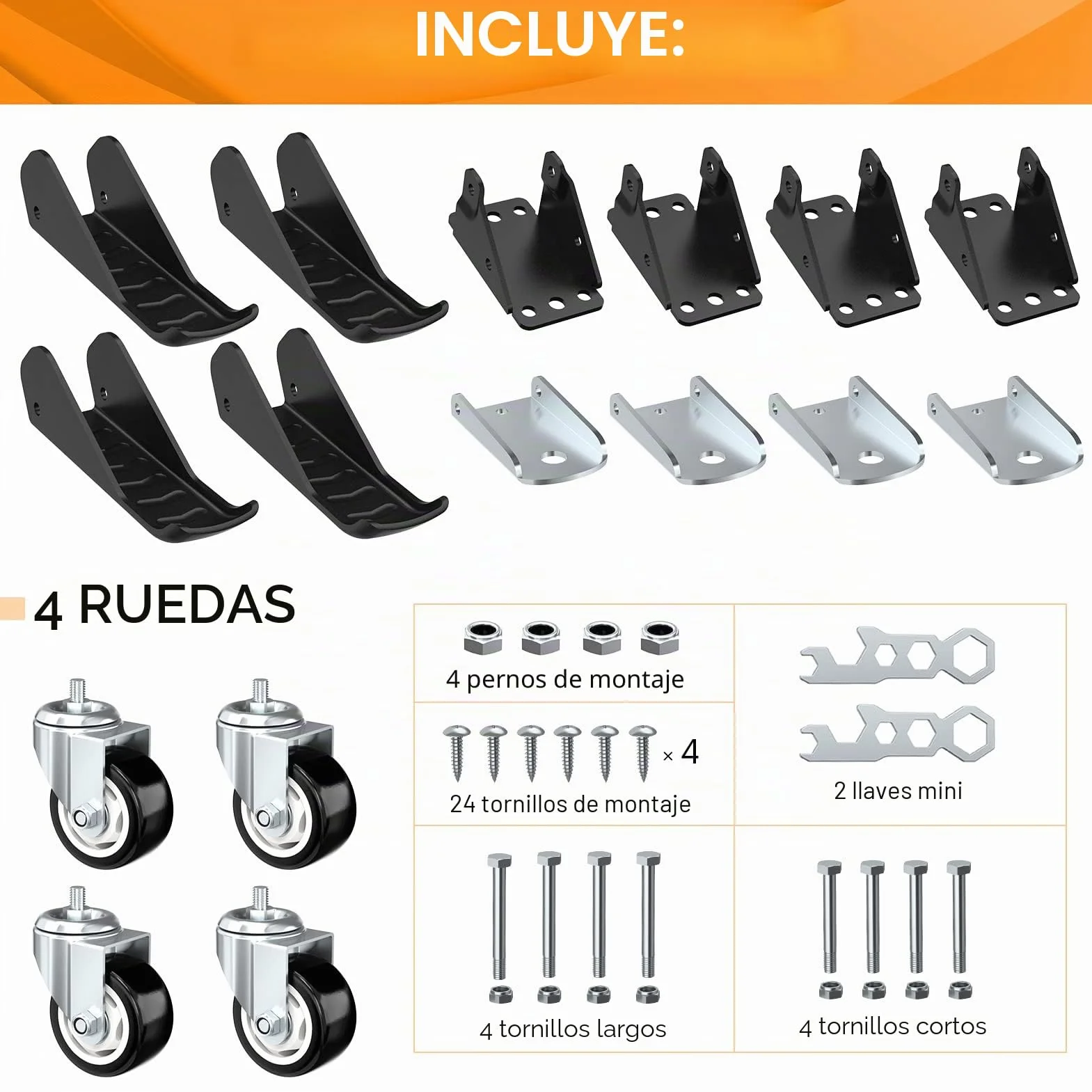 SOLEJAZZ Juego de ruedas para banco de trabajo, 400 kg, retráctil, acero, uretano, paquete de 4