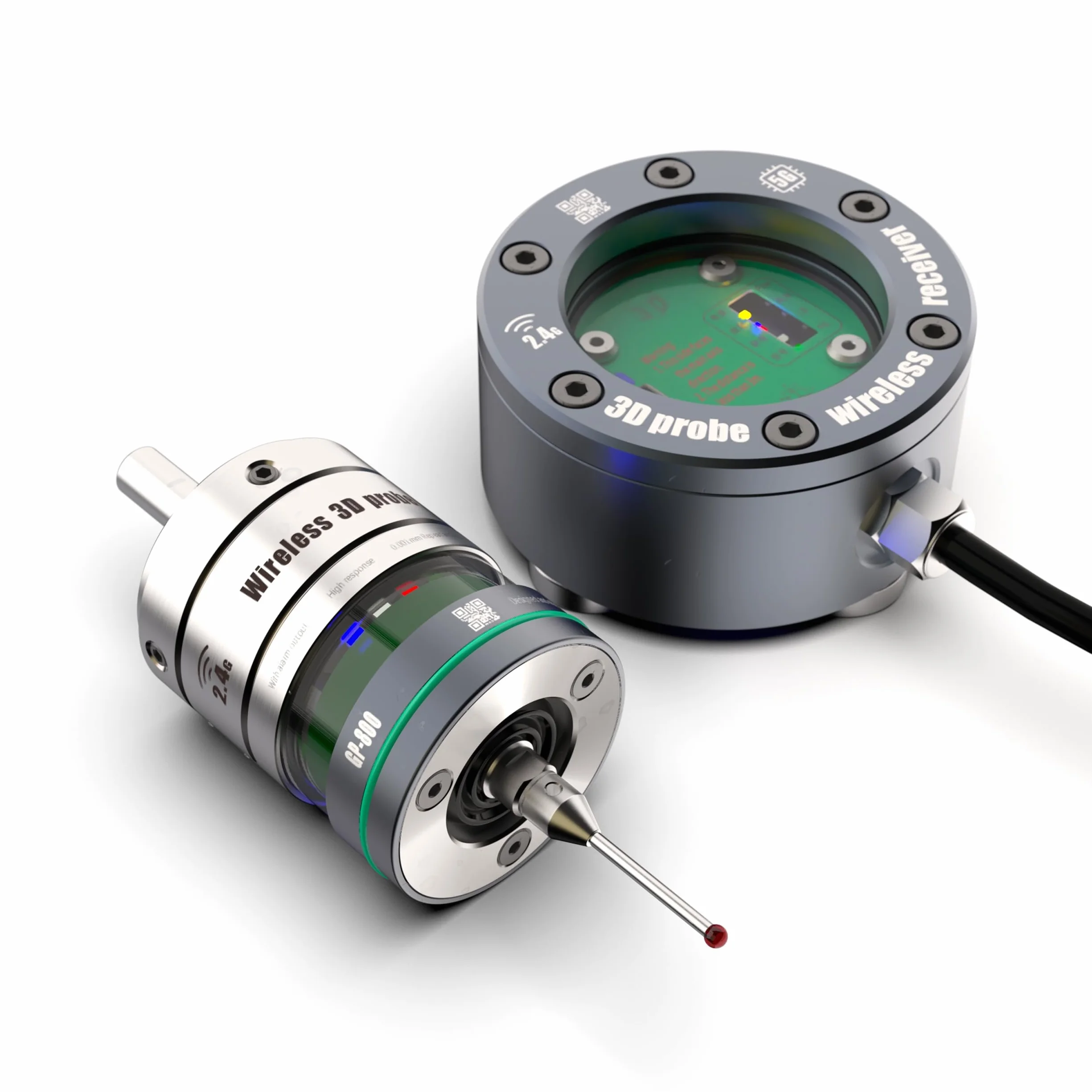 RATTMMOTOR Taster de borde,3D fotoeléctrico buscador de bordes, sin hilo CNC borde,Precisión 0,001mm con receptor para fresadora CNC