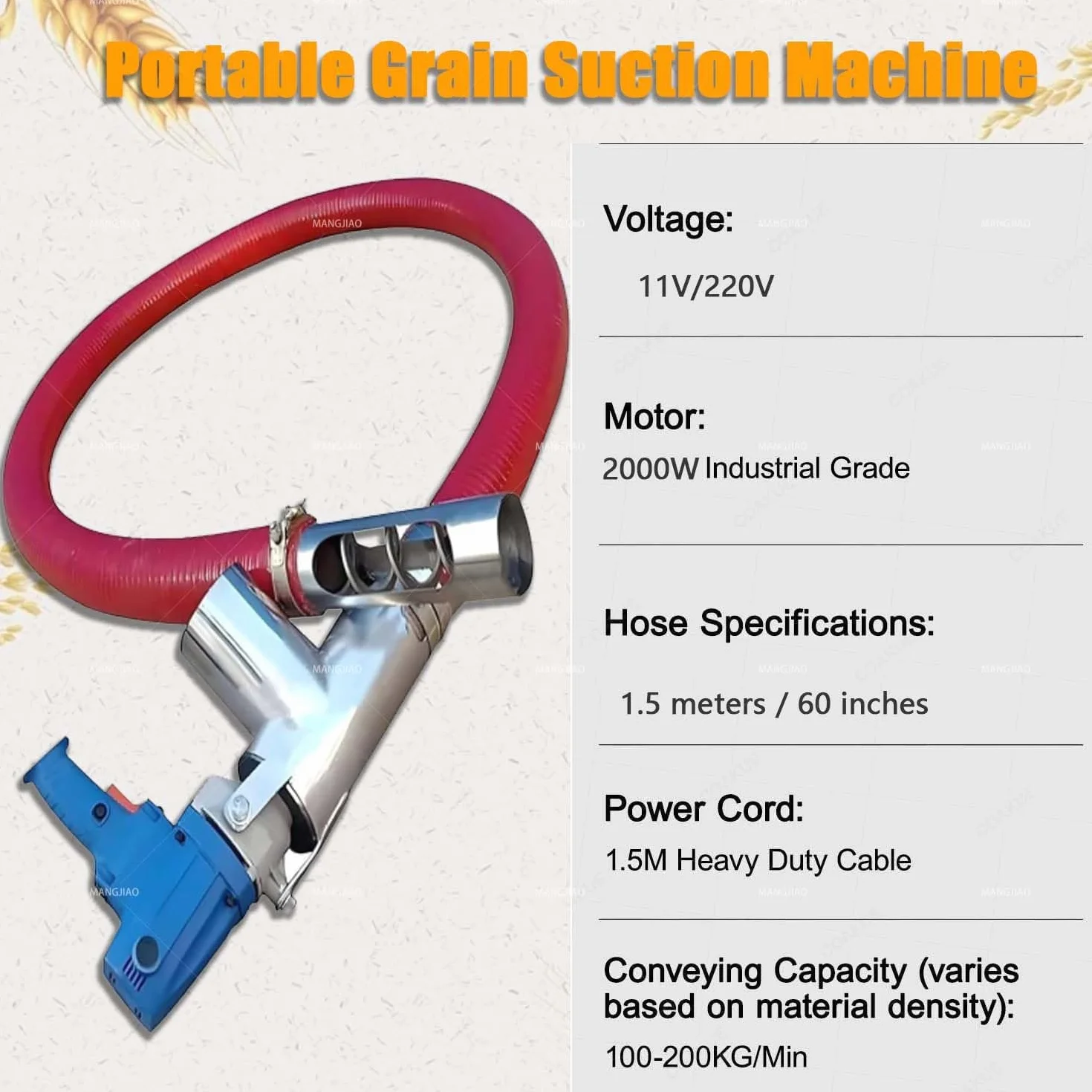 Transportador De Gránulos Para Granos, Polvo Y Granulado. Transportador De Tornillo Sin Fin De 2000 W Para Granjas. Máquina De Succión De Granos Para Diversos Granos, Cemento, Pellets.