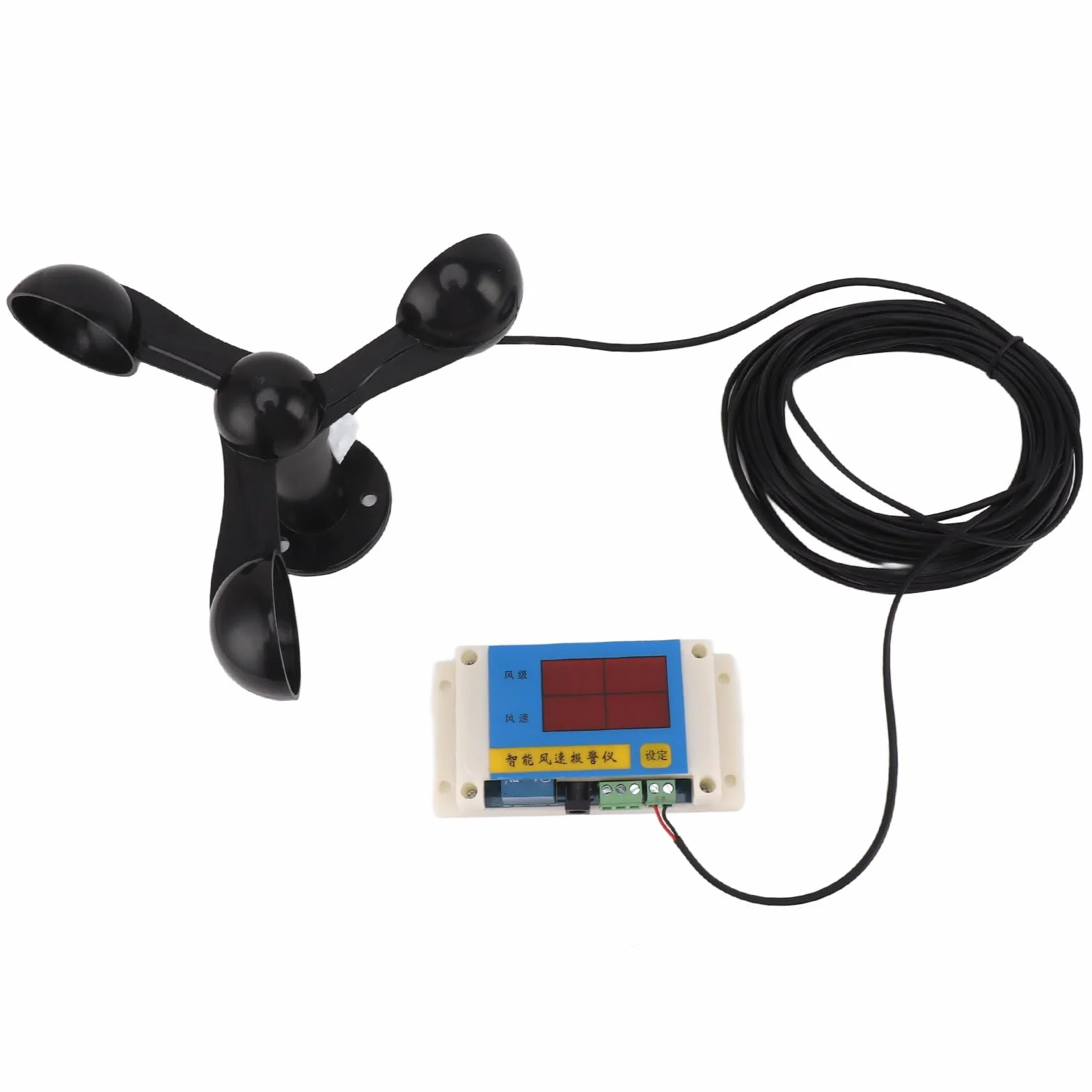 Anemómetro digital con sensor de velocidad del viento y alarma impermeable USB 5V para exteriores