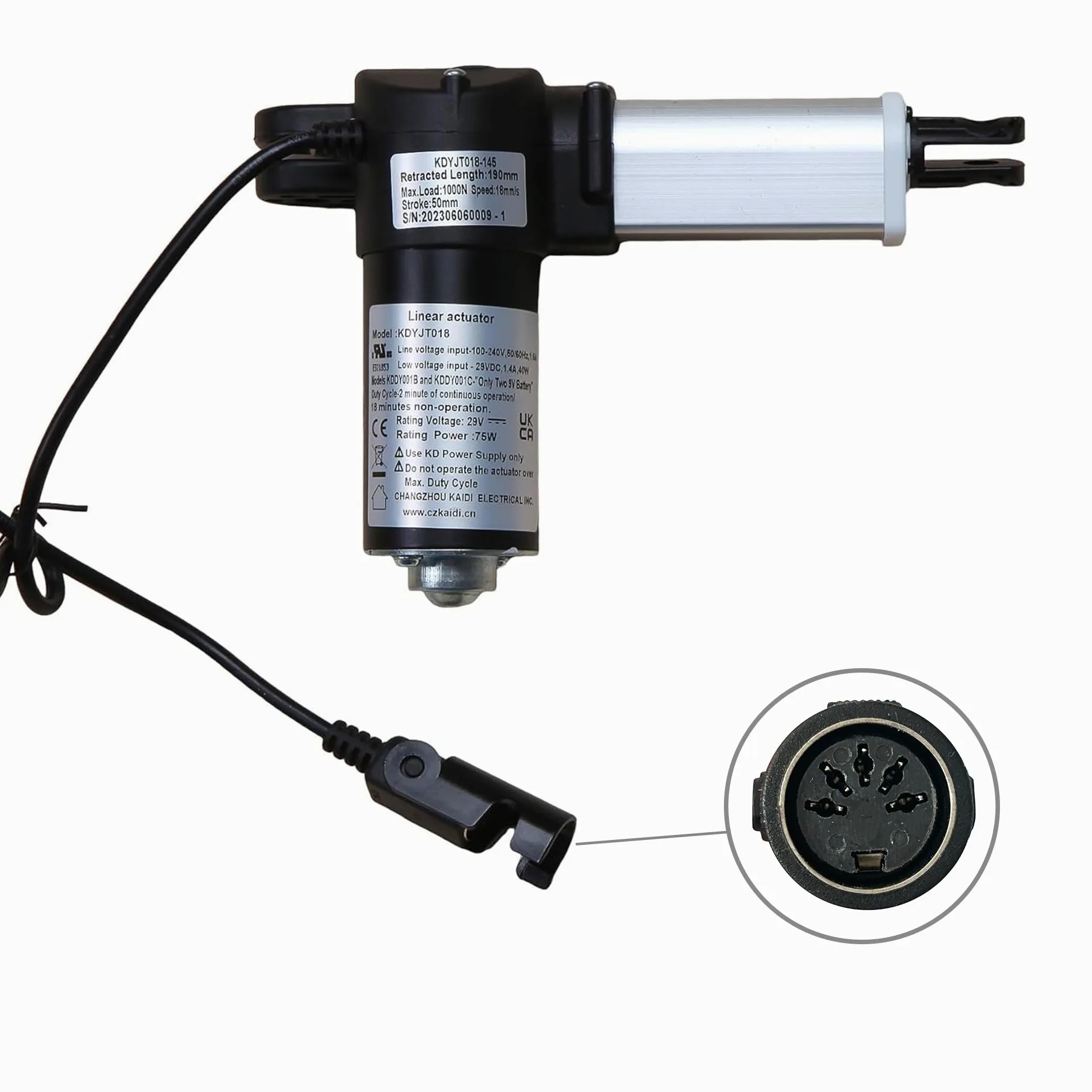 Kaidi Actuador lineal modelo KDYJT018-145 Power Recliner Lift Sillas Elevadoras Reemplazo del motor