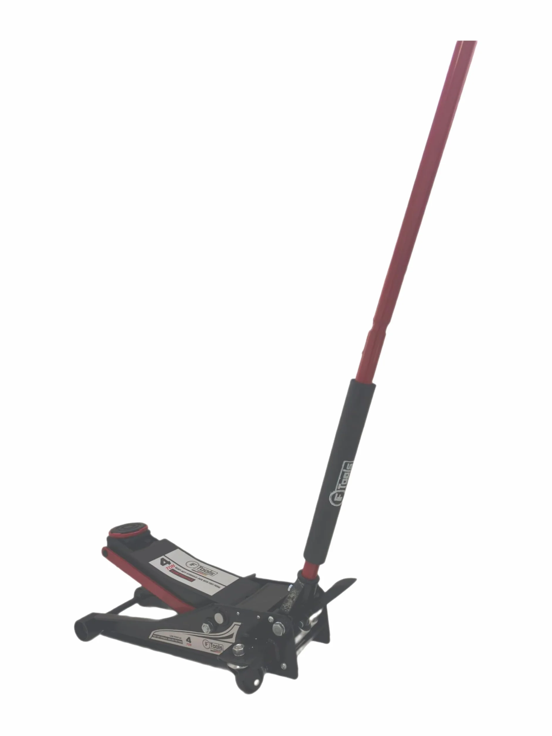 Gato hidráulico de 4T de doble pistón con pedal – Extra plano 75–500 mm – Elevación rápida y ruedas de 360° – Auto, SUV y furgoneta – Gato de taller profesional para maniobras