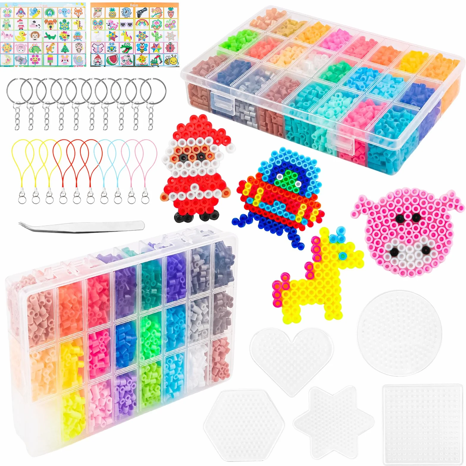 VMUTGA Set de Perlas de Planchar, 8200 Pcs Cuentas, 48 Colores, con Papel y Tabla, para Decoración DIY