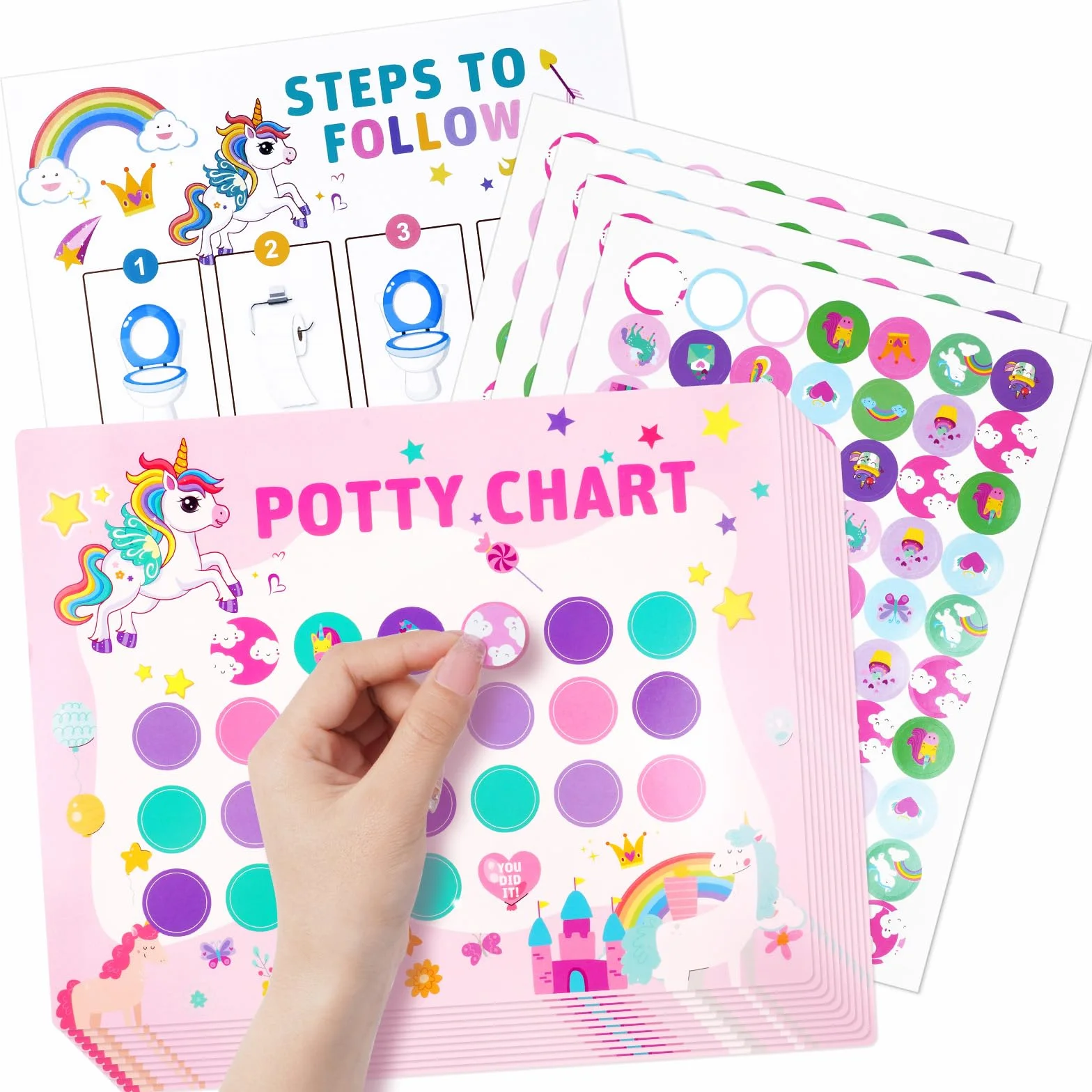 OFFCUP Cartas de Recompensas 10pcs Tabla Recompensa Unicornio para Niños Premiar Buenos Hábitos