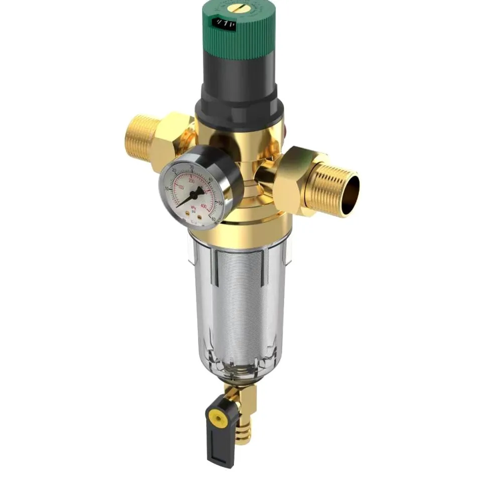 Regulador presión agua con filtro y manómetro, reductor presión agua para riego, 1.2inch