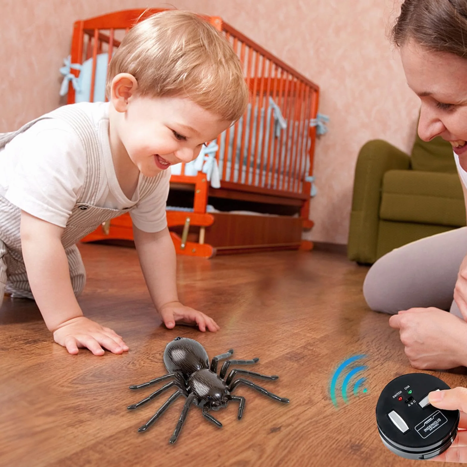 Control remoto Tarantula LED con patas móviles, animal robótico inalámbrico con ojos de escaneo rápido