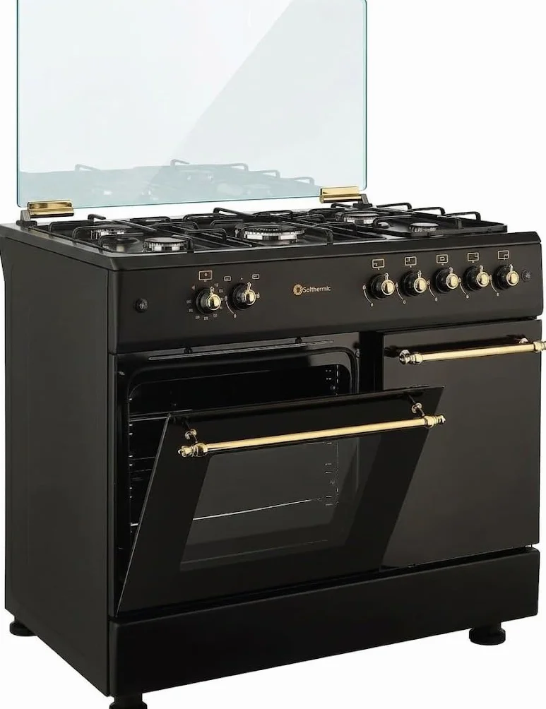 SOLTHERMIC F9LT50G2 Kuchenka Gazowa 5 Palników Piekarnik 64 L Styl Rustykalny Czarna