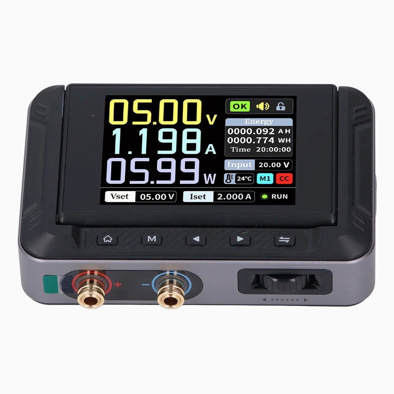 Jiawu Fuente de Alimentación CC Portátil 0-30V 0-5A 150W, Mini Fuente de Alimentación Regulada Ajustable Variable con Pantalla IPS de 2,8", Admite Carga Rápida PD QC y Múltiples Protecciones de
