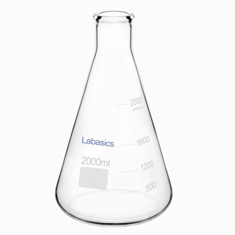 Matraces Erlenmeyer en Boca Estrecha Labasics 2L Cristal de Borosilicato con Borde Resistente