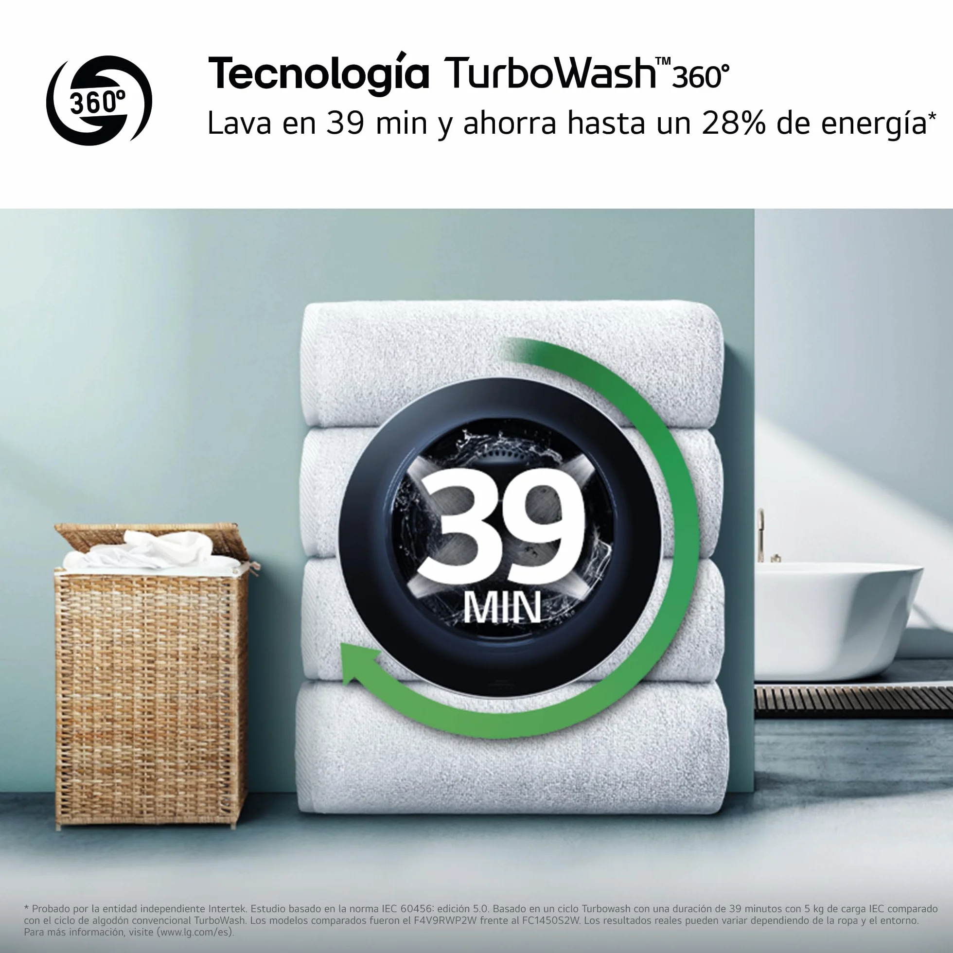 LG F4X7513TWS Lavadora Inteligente Carga Frontal 13 Kg 1400rpm AI Direct Drive TurboWash 360º Serie 750 Blanca