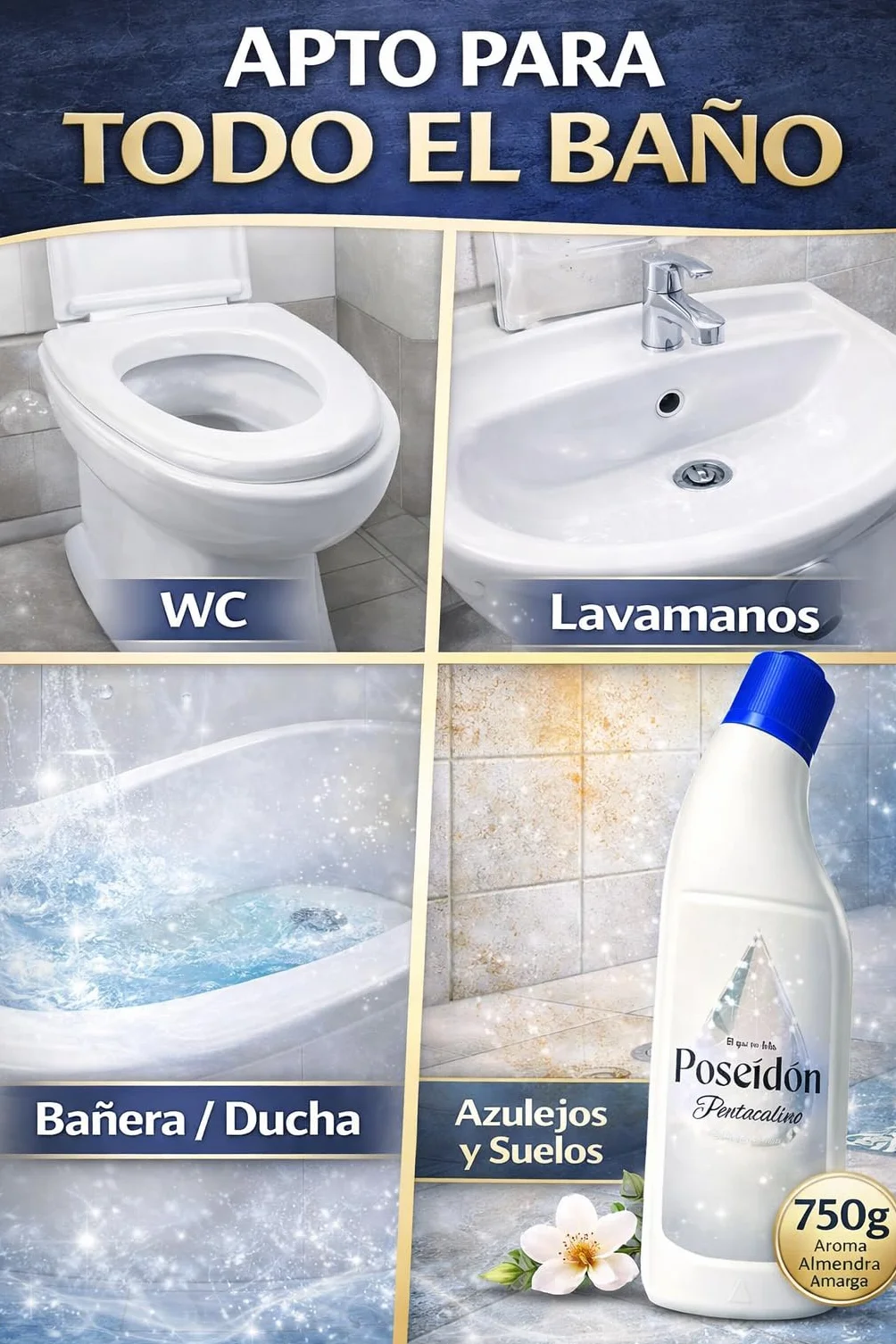POSEIDON Gel Desincrustante Antical WC Sanitarios 750g
