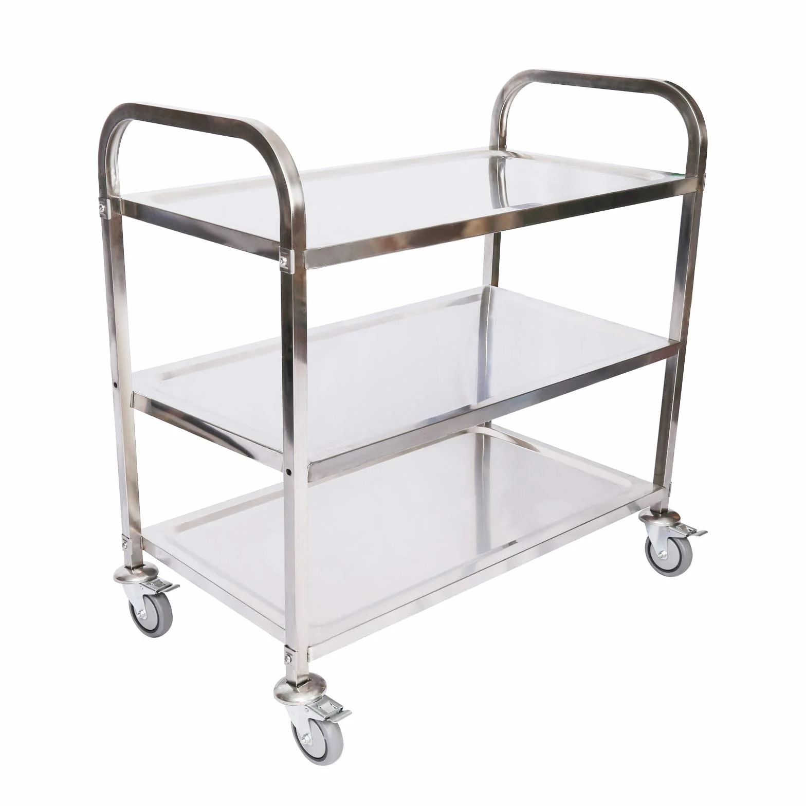 WilTec Carro de Servicio de Acero Inoxidable 3 Niveles 150kg Carrito Cocina Carrito té Camarera con Frenos