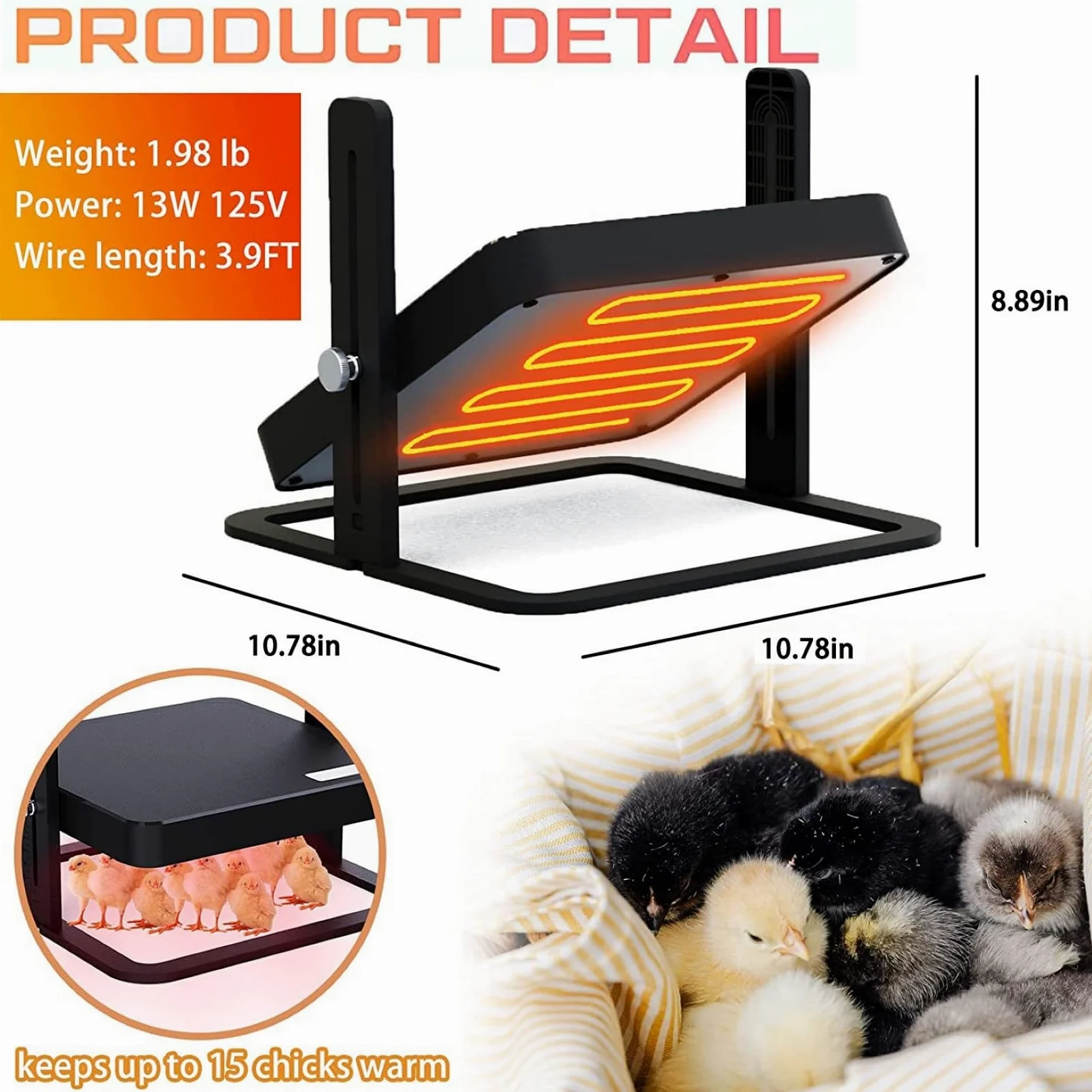 Criadero Pollitos Altura Ajustable,Placa Calefactora Mejorada para Mascotas Y Aves Corral,con Capacidad para 15 Pollitos para Incubar Patos,Pollitos Y Pájaros