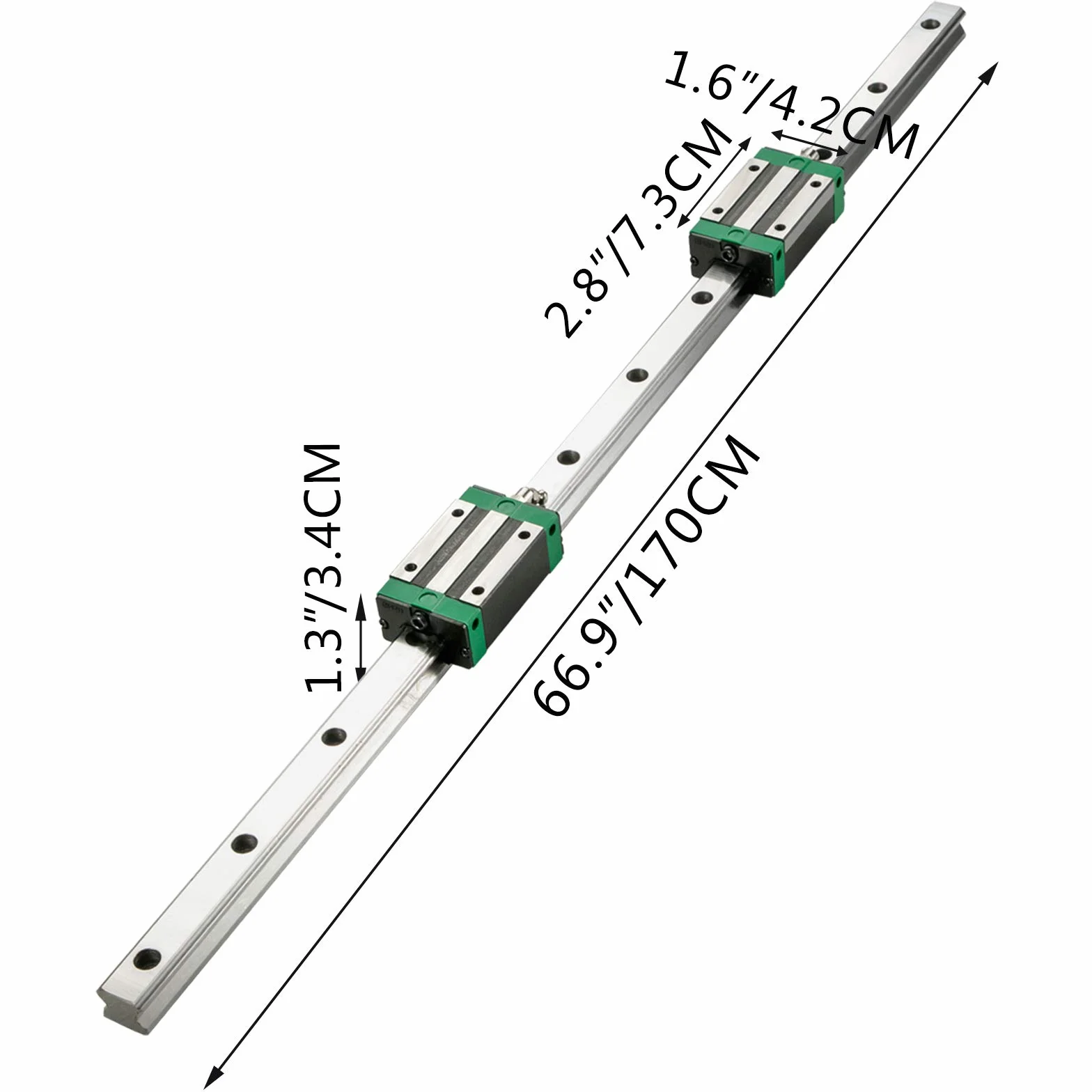 VEVOR Guías Lineales HGR20-1700mm Carril de Guía Lineal para CNC