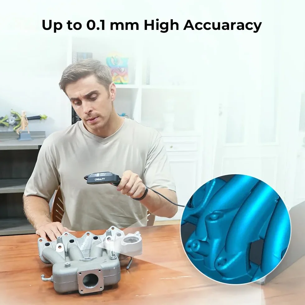 Creality Escáner CR Scan Ferret SE 3D, escáner de modelo 3D portátil para impresora 3D, precisión de 0,1 mm, seguimiento antivibración, puede escanear objetos negros y metálicos
