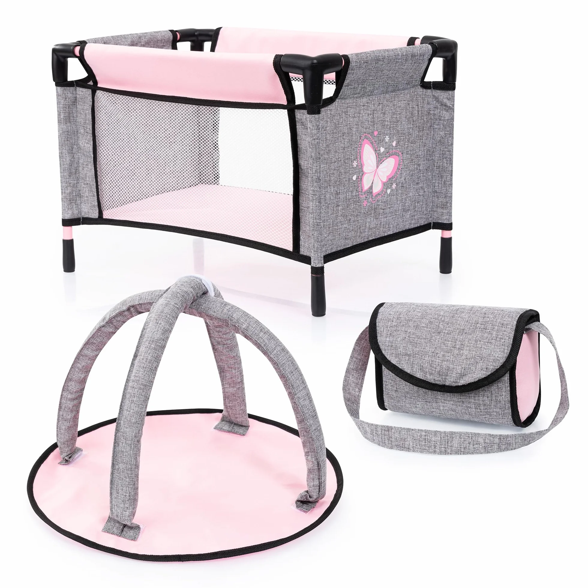 Bayer Design Sillita de Paseo para Muñecas con Cama, Alfombra y Bolsa