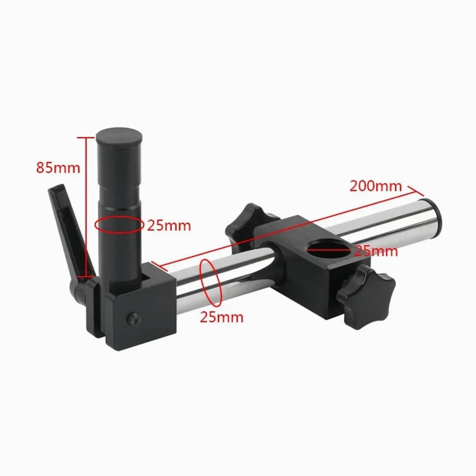 Soporte de etapas 25mm diámetro, brazo Metal ajustable varios ejes for microscopio estéreo Trinocular, cámara vídeo Industrial(Short)