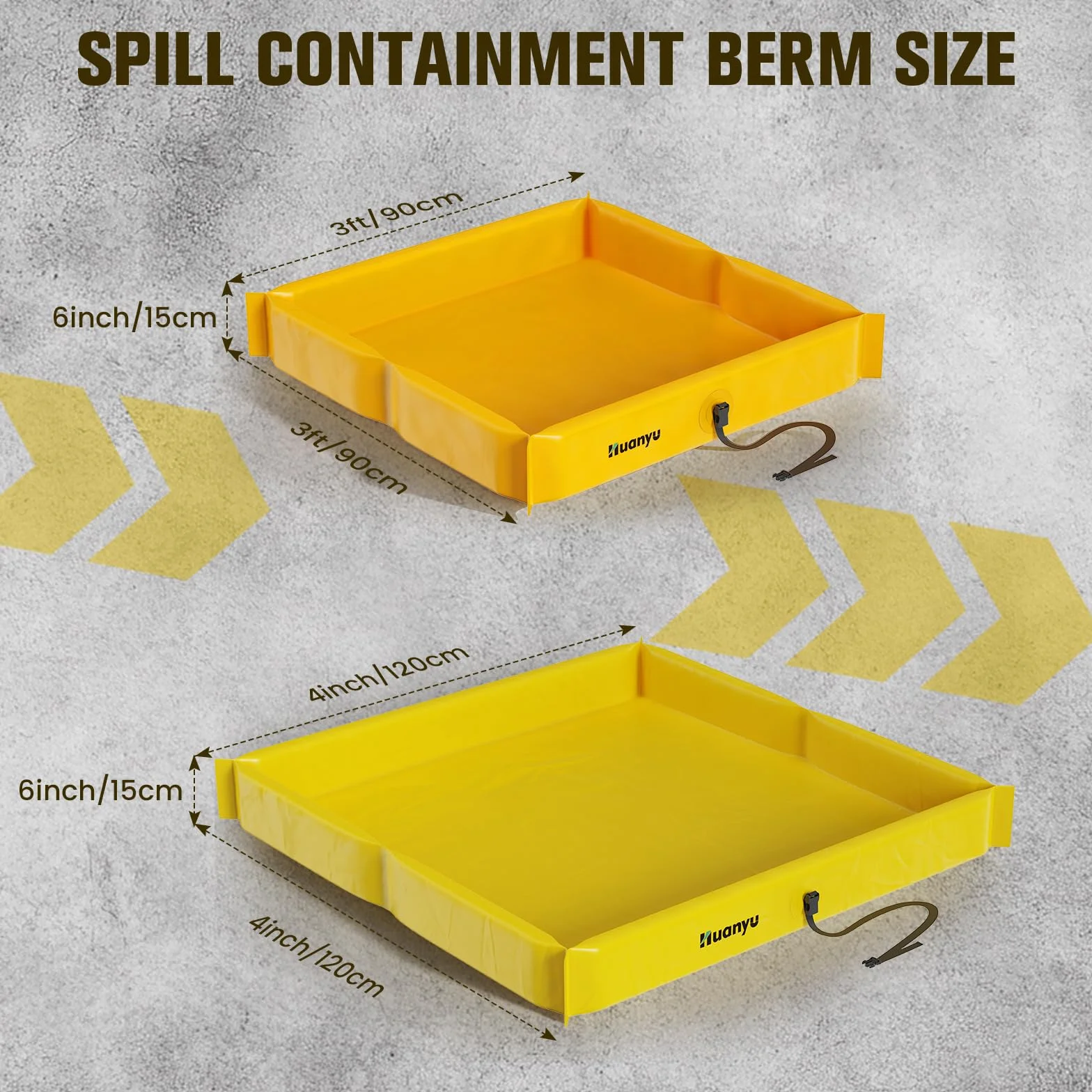 Huanyu Berma de contención de vertidos portátil 120x120cm Plataforma secundaria para contención de derrames Bandeja hermética para la industria petrolera Estanque plegable para patos