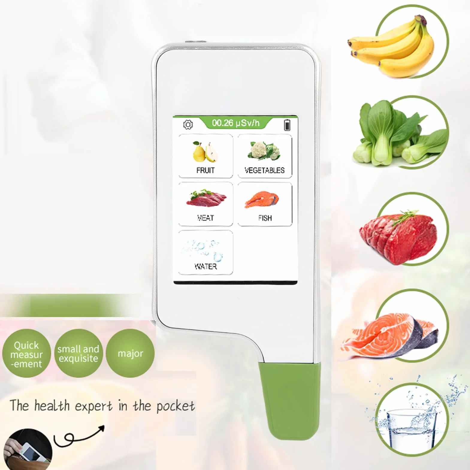 Fafeicy Probador de Nitrato Portátil, para el Medidor de TDS de Detector de Nitrato Digital de Alimentos y Agua con Sonda de Aleación de Prueba Rápida 3s para Frutas de Carne Vegetal