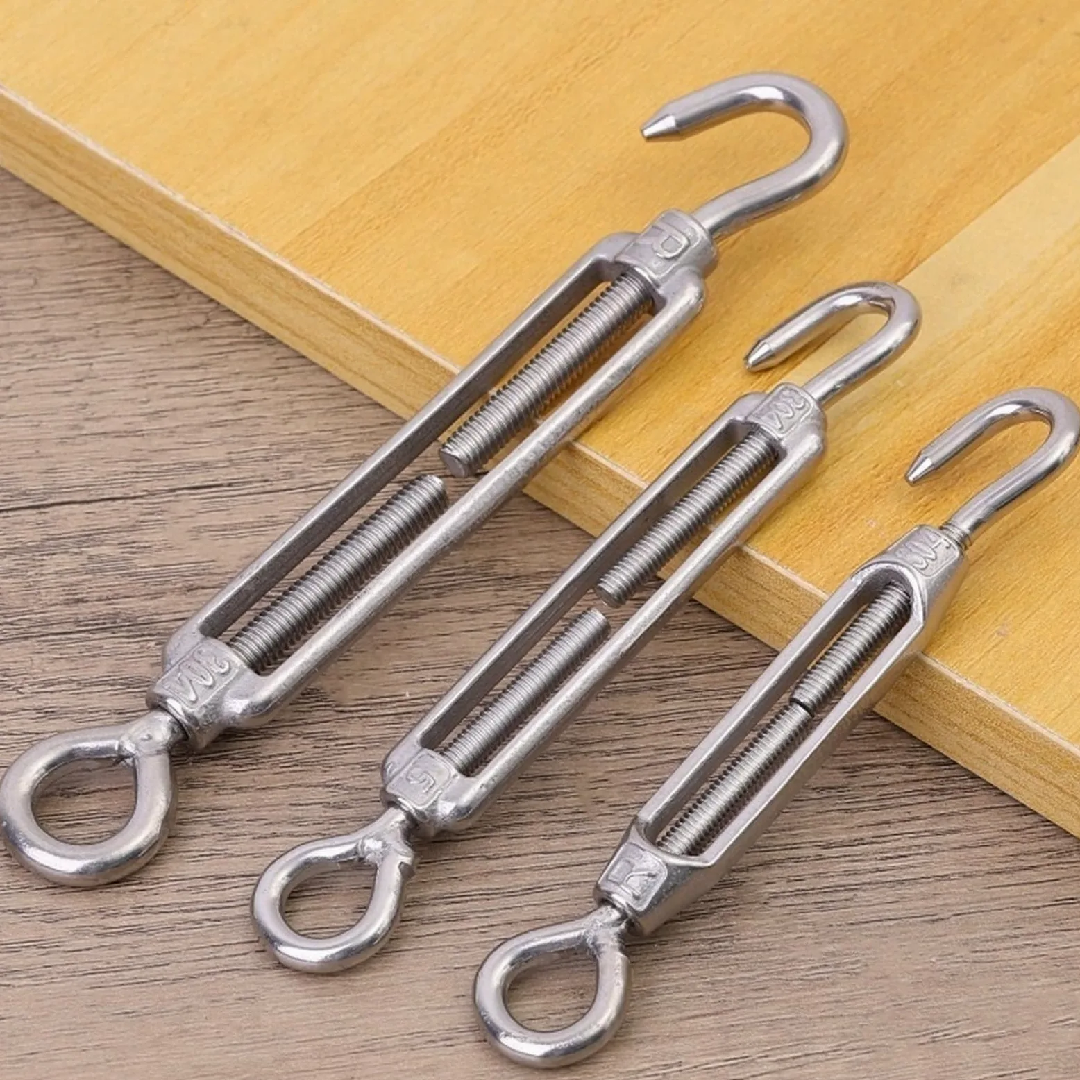 Tensor de gancho y ojo, tensor de cuerda de alambre, aparejo pulido, tensión de cuerda de alambre de acero inoxidable, tensor de alambre ajustable(M4,10PCS)