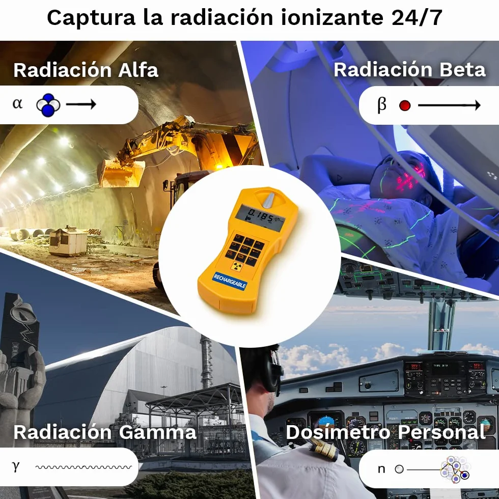 Rechargable | Contador Geiger para radiactividad con batería recargable, dosímetro personal, medidor de radiación incl. interfaz USB y software de evaluación