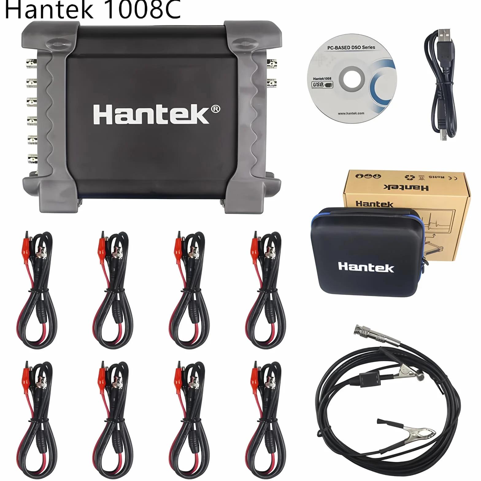 Hantek 1008C 8CH PC USB de diagnóstico automotriz DAQ programa multifunción generador osciloscopio